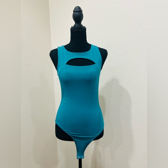 Express Tops - Express Turquoise Body Contour Bodysuit